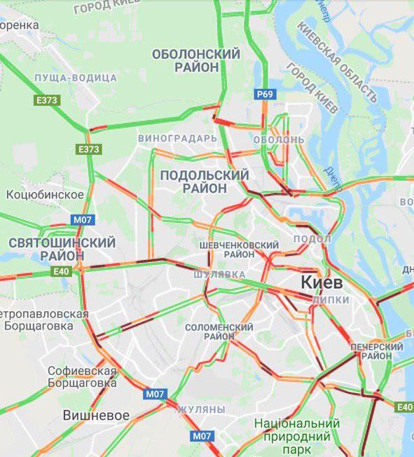 Киев сковали пробки: карта